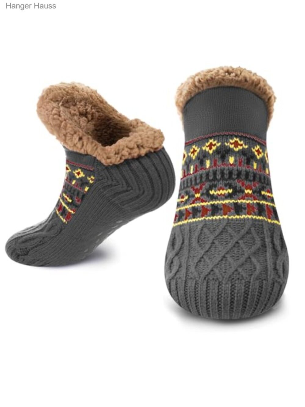Sherpa Fleece Lined Slipper Socks with Non-Slip Grippers Cozy Winter House Socks